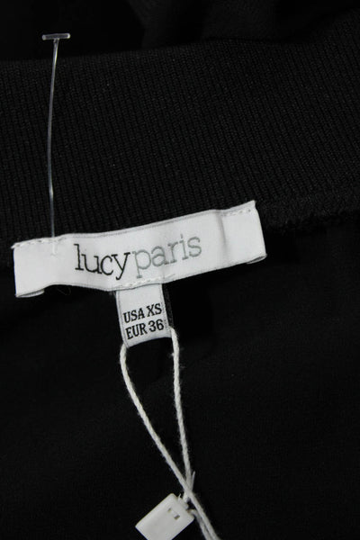 Lucy Paris Womens Long Sleeve Front Zip Mesh Trim Jacket Black Size Extra Small