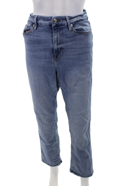 Good American Womens Cotton Blend Light Wash Skinny Leg Jeans Blue Size 32
