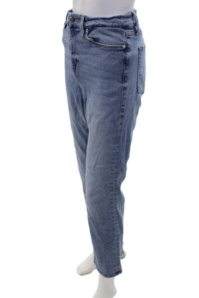 Good American Womens Cotton Blend Light Wash Skinny Leg Jeans Blue Size 32