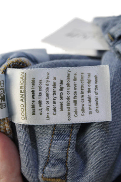 Good American Womens Cotton Blend Light Wash Skinny Leg Jeans Blue Size 32