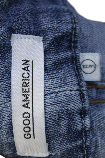 Good American Womens Cotton Blend Light Wash Skinny Leg Jeans Blue Size 32