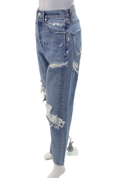Agolde Womens Fly Button High Rise Medium Wash Straight Jeans Blue Size 23