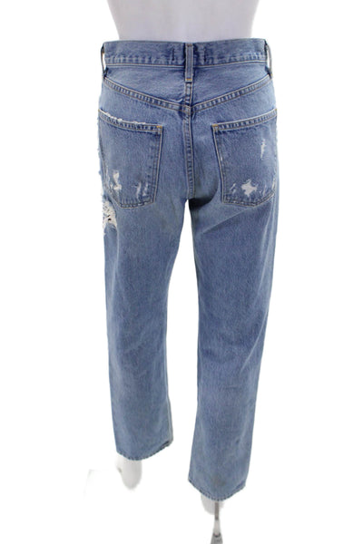 Agolde Womens Fly Button High Rise Medium Wash Straight Jeans Blue Size 23