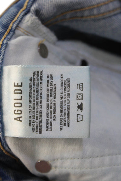 Agolde Womens Fly Button High Rise Medium Wash Straight Jeans Blue Size 23