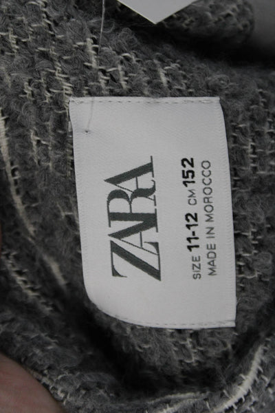 Zara Womens Cotton Fuzzy Zip Up Lined Long Sleeve Bomber Jacket Gray Size 11-12