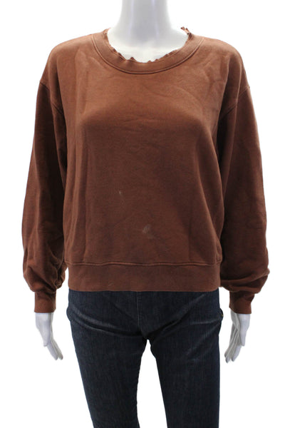Mate Womens Cotton Long Sleeve Crew Neck Sweatshirt Burnt Orange Size S