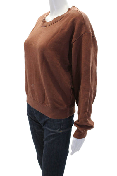 Mate Womens Cotton Long Sleeve Crew Neck Sweatshirt Burnt Orange Size S