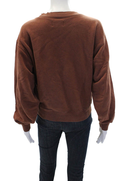 Mate Womens Cotton Long Sleeve Crew Neck Sweatshirt Burnt Orange Size S