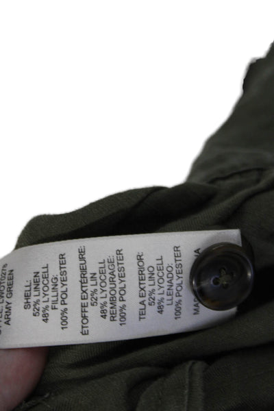 Frame Womens Linen Long Sleeve Collared Button-Down Shirt Green Size S