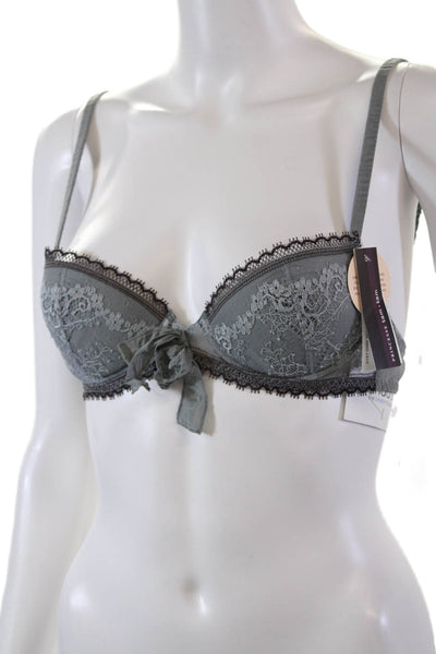 Princesse Tam Tam Womens Lace Trim Adjustable Balconette Bra Gray Size 34A