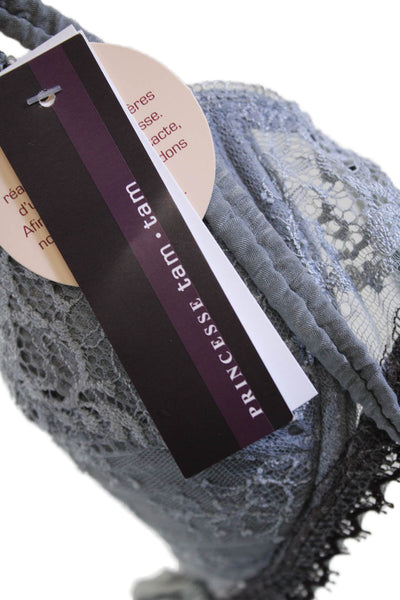 Princesse Tam Tam Womens Lace Trim Adjustable Balconette Bra Gray Size 34A