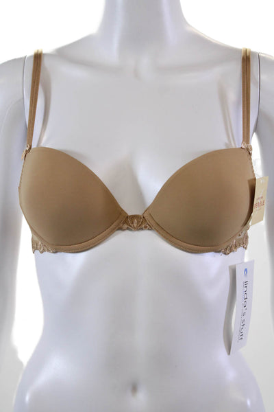 Simone Perele Womens Bow Accent Underwired Full Coverage Bra Beige Size 34A