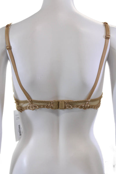 Simone Perele Womens Bow Accent Underwired Full Coverage Bra Beige Size 34A