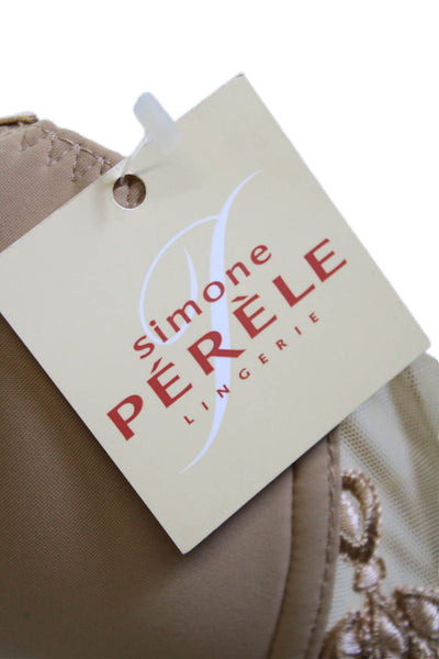 Simone Perele Womens Bow Accent Underwired Full Coverage Bra Beige Size 34A