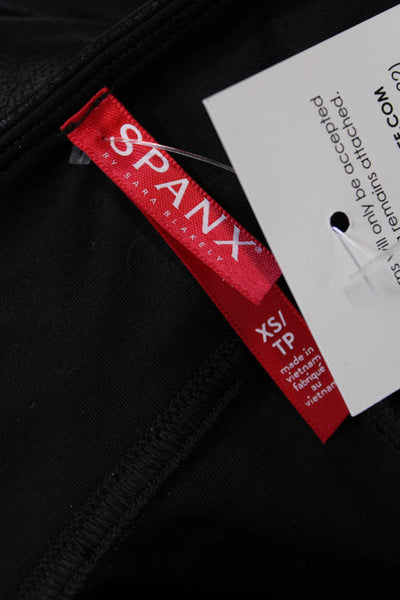 Spanx Womens Faux Leather Side Striped Detail Casual Leggings Black Size XS