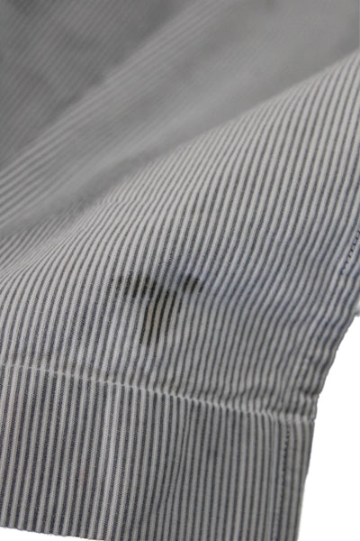 Claridge + King Womens Cotton Long Sleeve V-neck Striped Blouse White Size M
