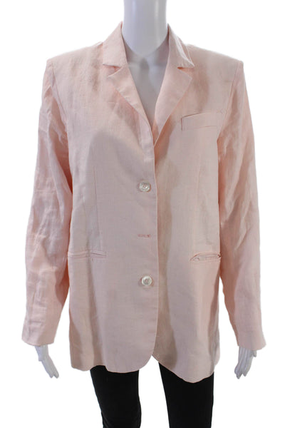 Nicole Miller Womens Collared Button Long Sleeve Blazer Pink Size S