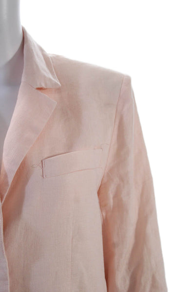 Nicole Miller Womens Collared Button Long Sleeve Blazer Pink Size S