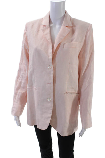 Nicole Miller Womens Collared Button Long Sleeve Blazer Pink Size S