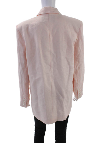 Nicole Miller Womens Collared Button Long Sleeve Blazer Pink Size S