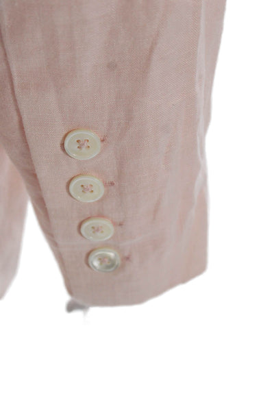 Nicole Miller Womens Collared Button Long Sleeve Blazer Pink Size S