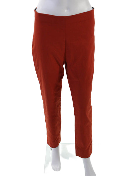 Equestrian Womens Textured Lined Tapered Leg Dress Pants Orange Size M