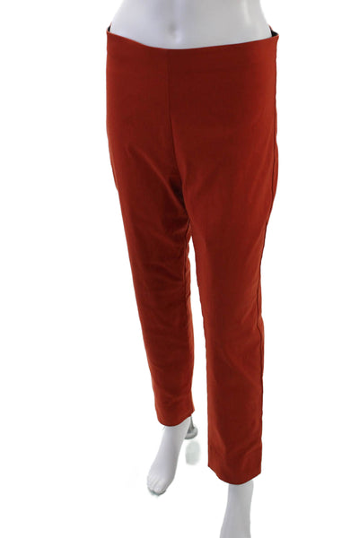 Equestrian Womens Textured Lined Tapered Leg Dress Pants Orange Size M