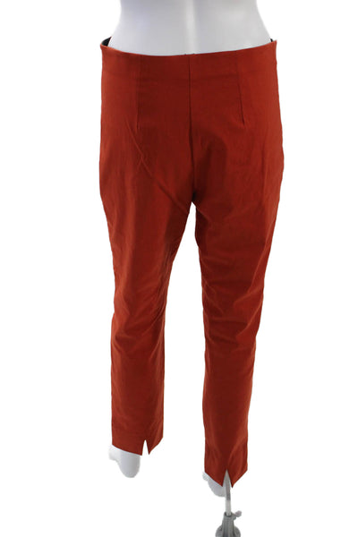 Equestrian Womens Textured Lined Tapered Leg Dress Pants Orange Size M