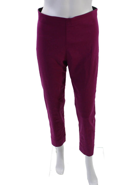 Equestrian Womens Textured Lined Tapered Leg Dress Pants Purple Size S