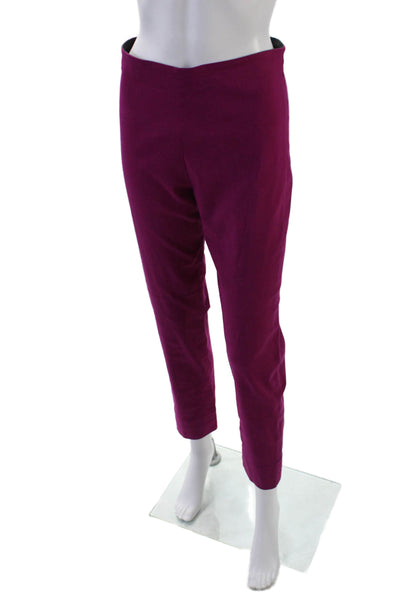 Equestrian Womens Textured Lined Tapered Leg Dress Pants Purple Size S
