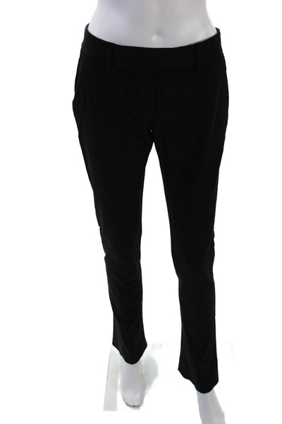 Theory Women's Hook Closure Flat Front Straight Leg Dress Pants Black Size 2