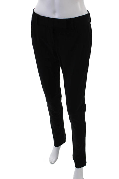 Theory Women's Hook Closure Flat Front Straight Leg Dress Pants Black Size 2