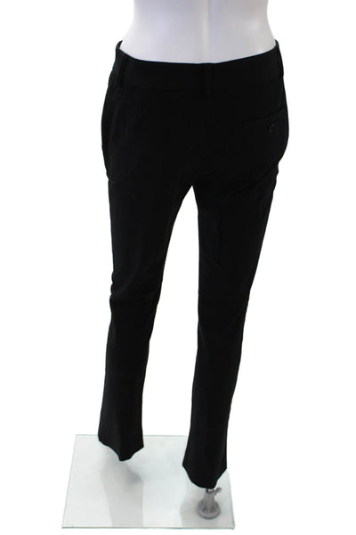 Theory Women's Hook Closure Flat Front Straight Leg Dress Pants Black Size 2