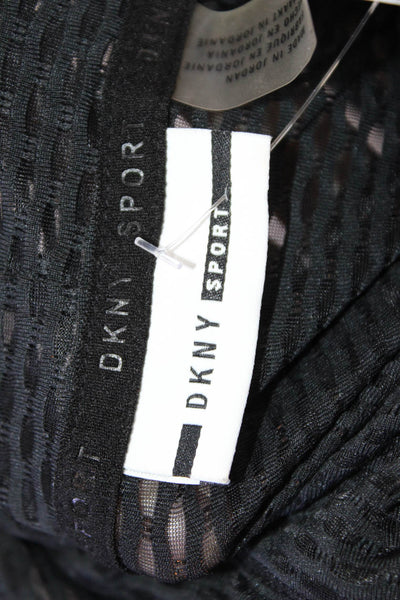 DKNY Sport Womens Mesh Trim Cowl Neck Tie Front Active Jacket Black Size L