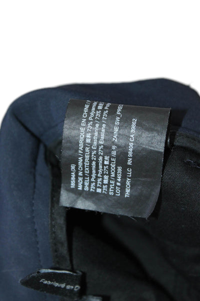 Theory Womens Flat Front Four Pocket Straight Legged Pants Dark Blue Size 36