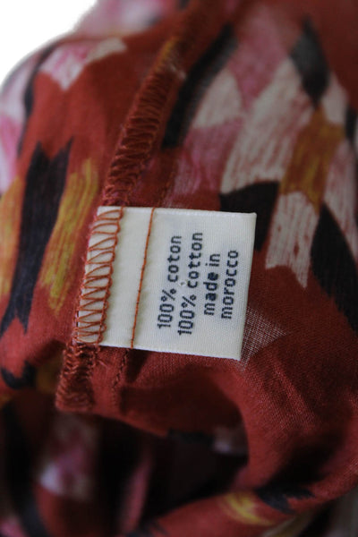 Hartford Womens Button Front Collared Ikat Printed Shirt Burnt Orange Size 4