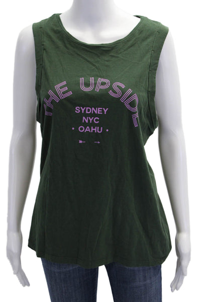 The Upside Womens Cotton Round Neck Sleeveless Tank Top Green Size S