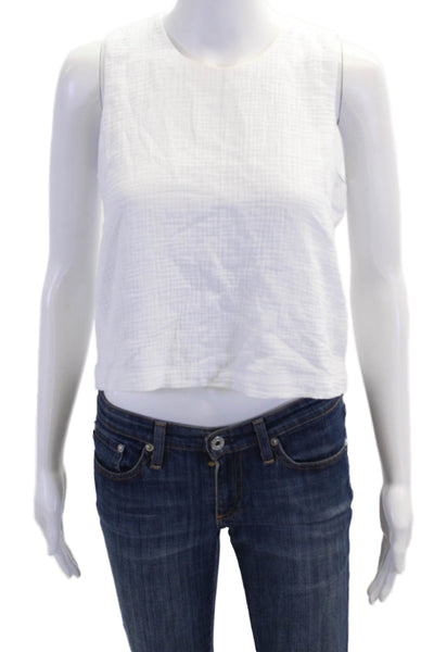 Z Supply Womens Textured Cotton Scoop Neck Sleeveless Tank Top White Size M
