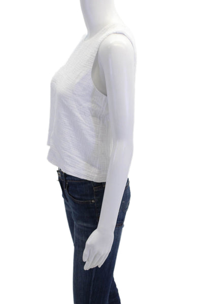 Z Supply Womens Textured Cotton Scoop Neck Sleeveless Tank Top White Size M