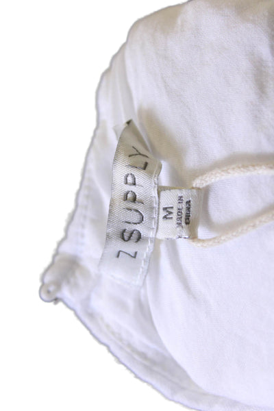 Z Supply Womens Textured Cotton Scoop Neck Sleeveless Tank Top White Size M