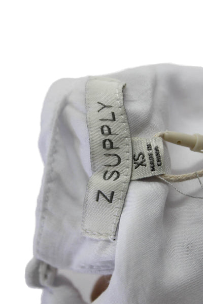 Z Supply Womens Cotton Textured Lined Sleeveless V-neck Tank Top White Size XS