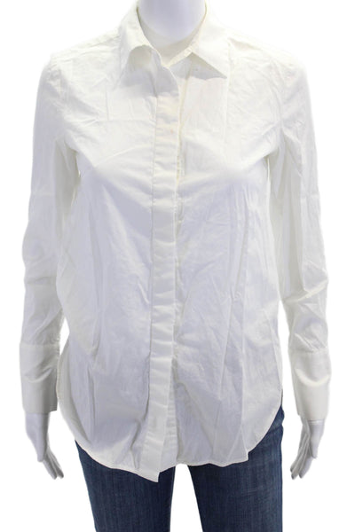 Vince Womens Cotton Collar Long Sleeve Button Down Shirt White Size XXS