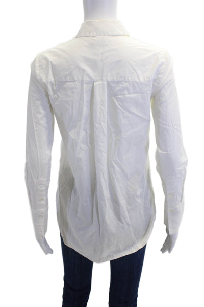 Vince Womens Cotton Collar Long Sleeve Button Down Shirt White Size XXS
