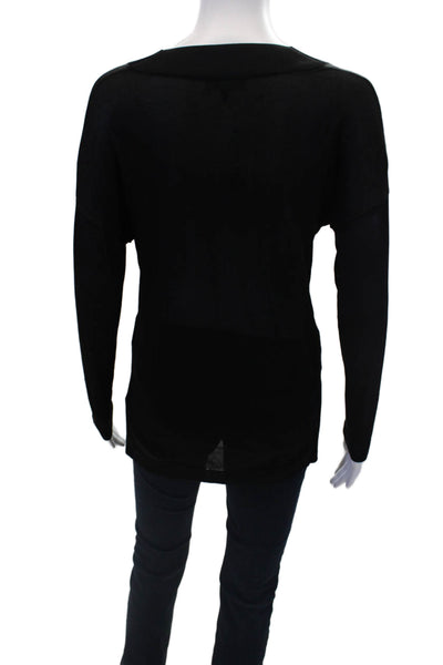 Rag & Bone Womens Long Sleeve V Neck Knit Shirt Top Black Size Extra Small