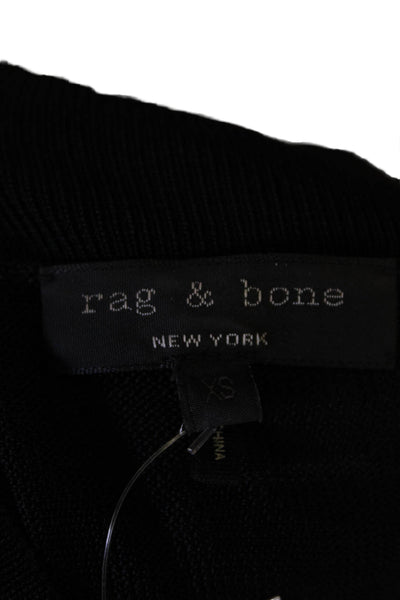 Rag & Bone Womens Long Sleeve V Neck Knit Shirt Top Black Size Extra Small