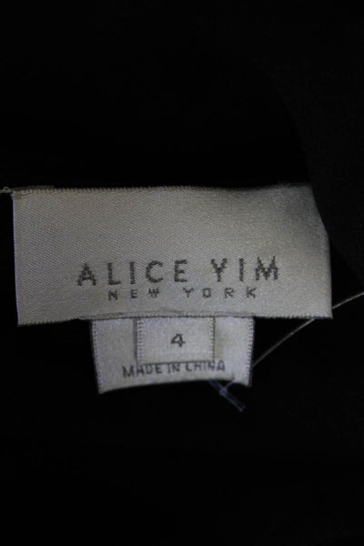 Alice Yim Womens Long Sleeve Scoop Neck Cold Shoulder Silk Top Black Size 4