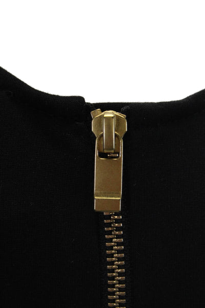As by Df Womens Back Zip Crew Neck Mesh Trim Knit Top Black Size Extra Small