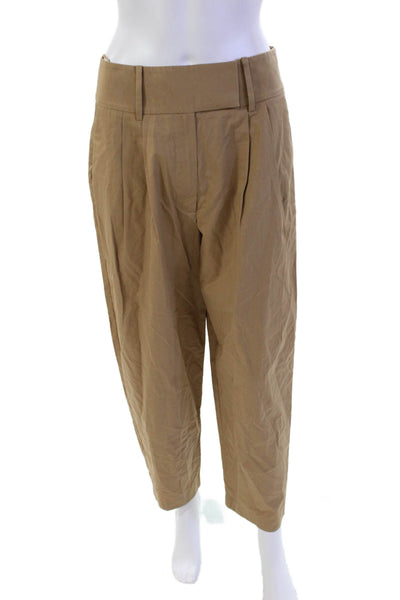 Anthropologie Womens Textured Zip Button Lined Straight Leg Pants Brown Size S