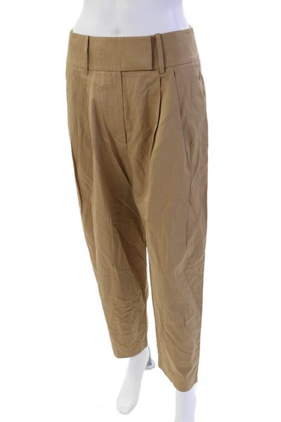 Anthropologie Womens Textured Zip Button Lined Straight Leg Pants Brown Size S