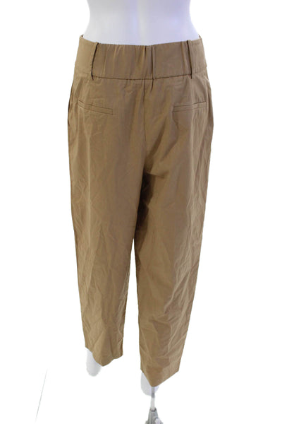 Anthropologie Womens Textured Zip Button Lined Straight Leg Pants Brown Size S